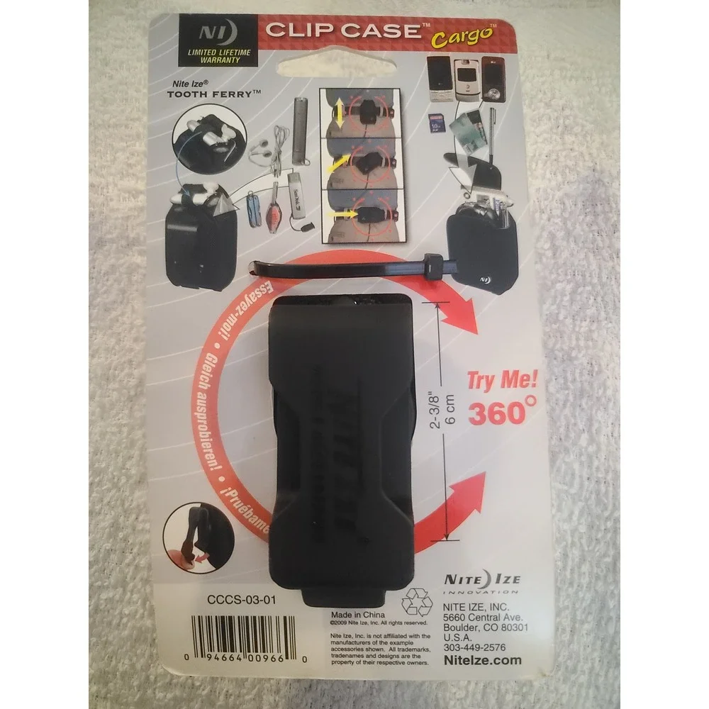 Nite Ize Clip Case Cargo Small Black Rugged Holster 360 Rotating Clip CCCS-03-01